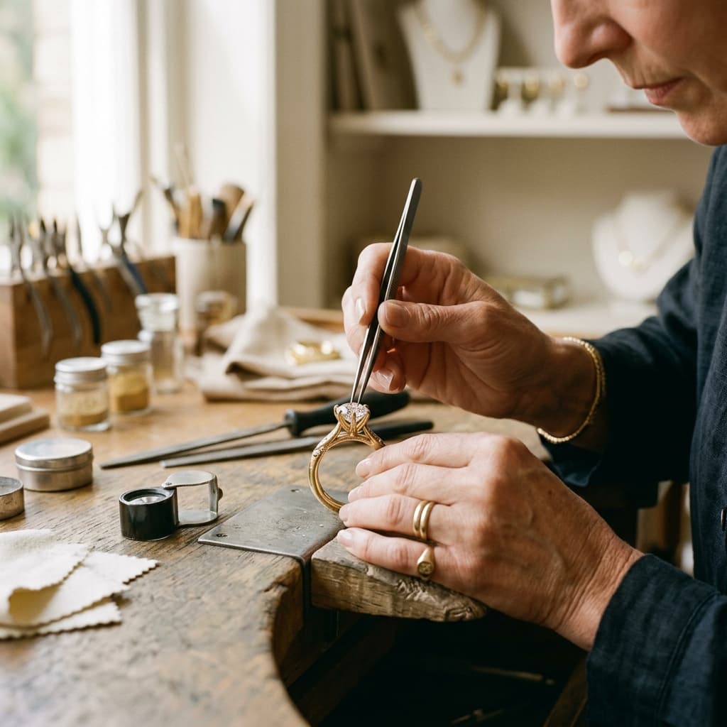 Master jeweler crafting a bespoke diamond ring