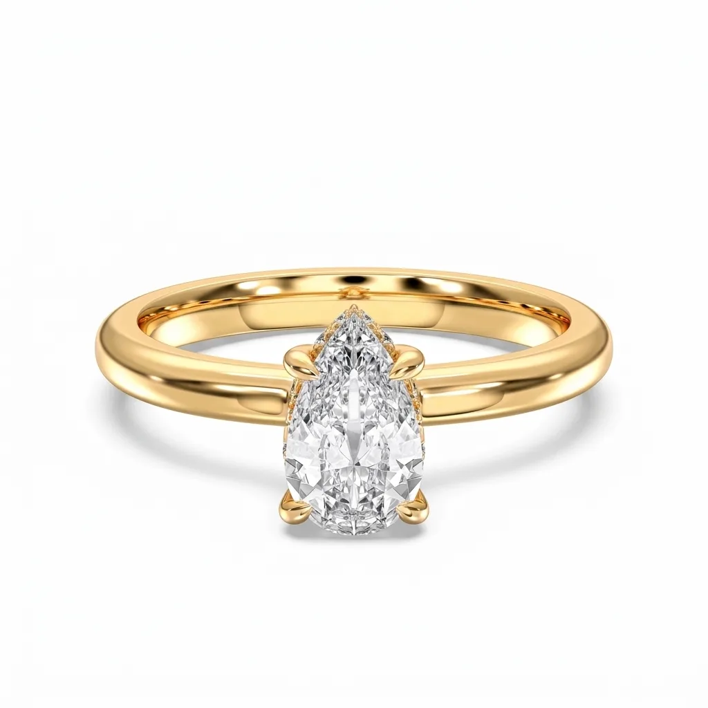 Pear Lab Grown Diamond Hidden Halo Engagement Ring