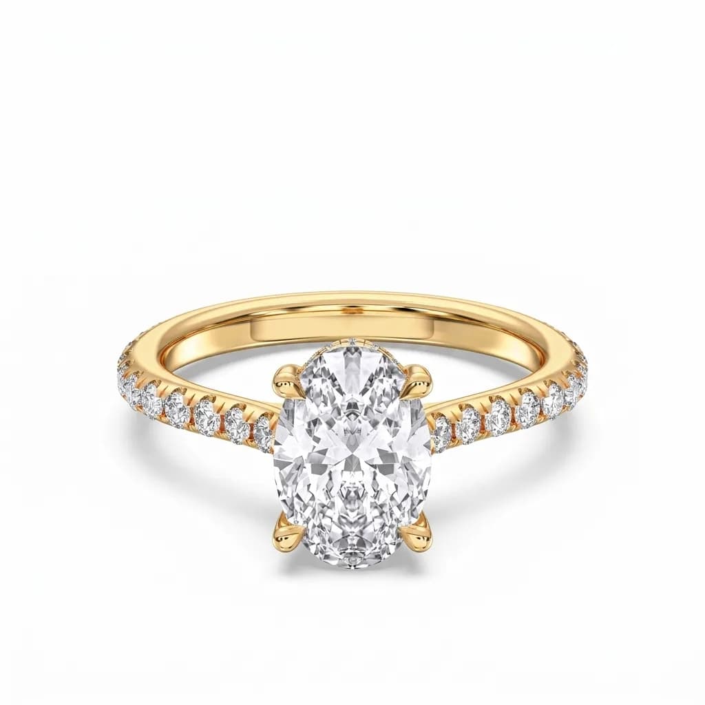 Oval & Round Cut Lab Grown Diamond Engagement Ring