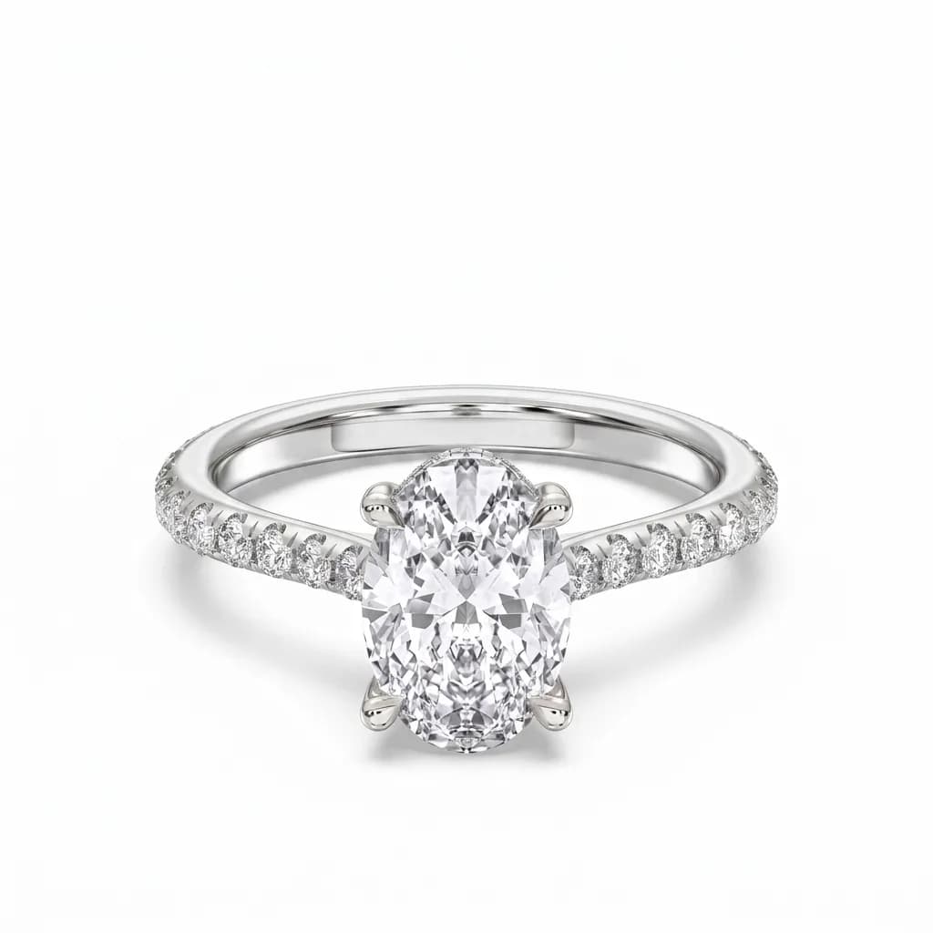 Oval & Round Cut Lab Grown Diamond Engagement Ring alternate view