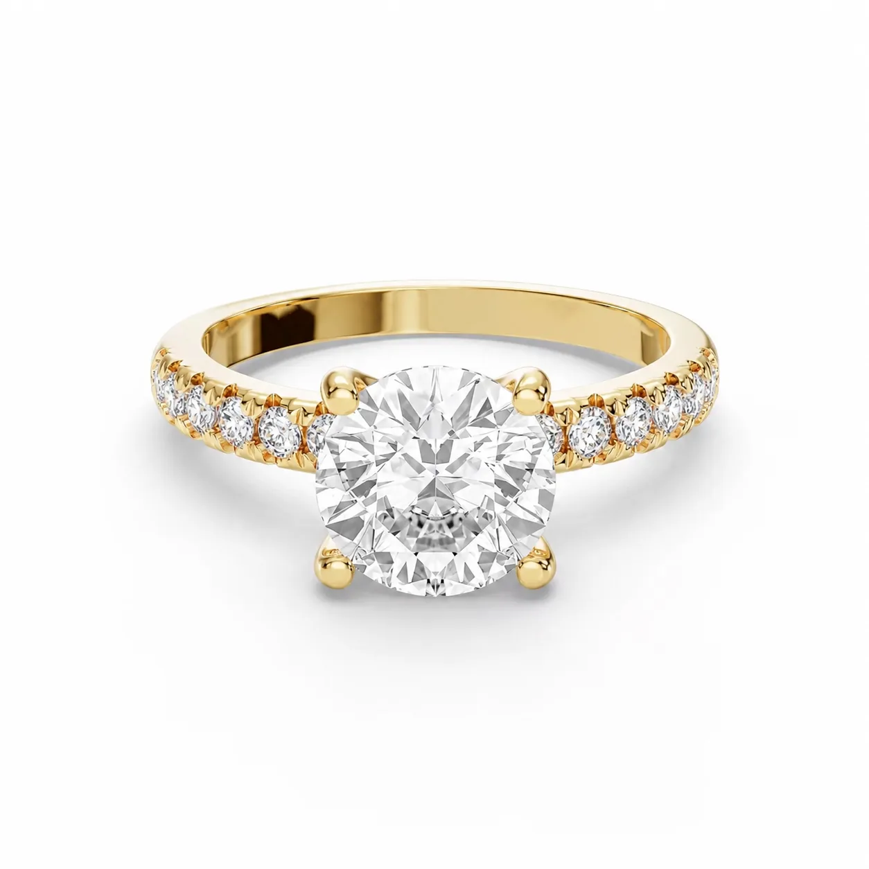 Genevieve Accent Solitaire Hidden Halo Diamond Engagement Ring