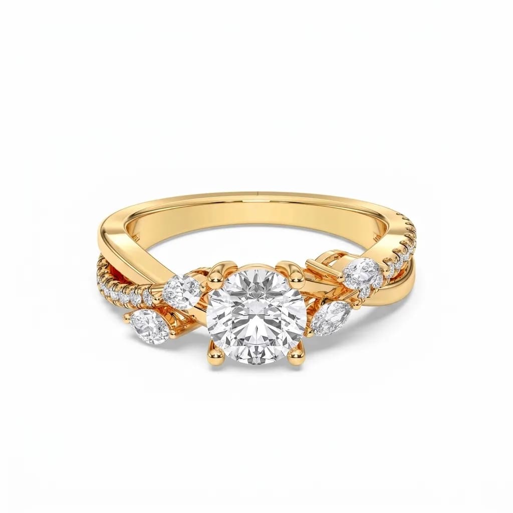 Round & Marquise Cluster Engagement Ring