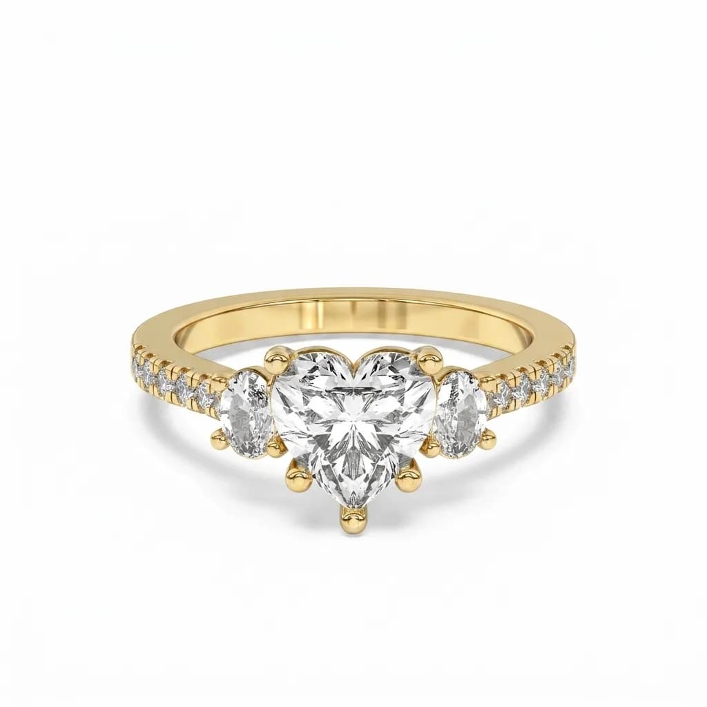 Heart and Oval Cut Three-Stone Engagement Ring