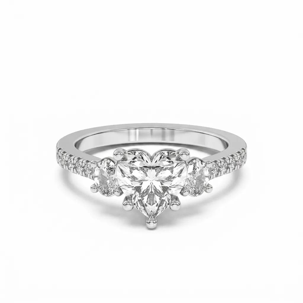 Heart and Oval Cut Three-Stone Engagement Ring alternate view
