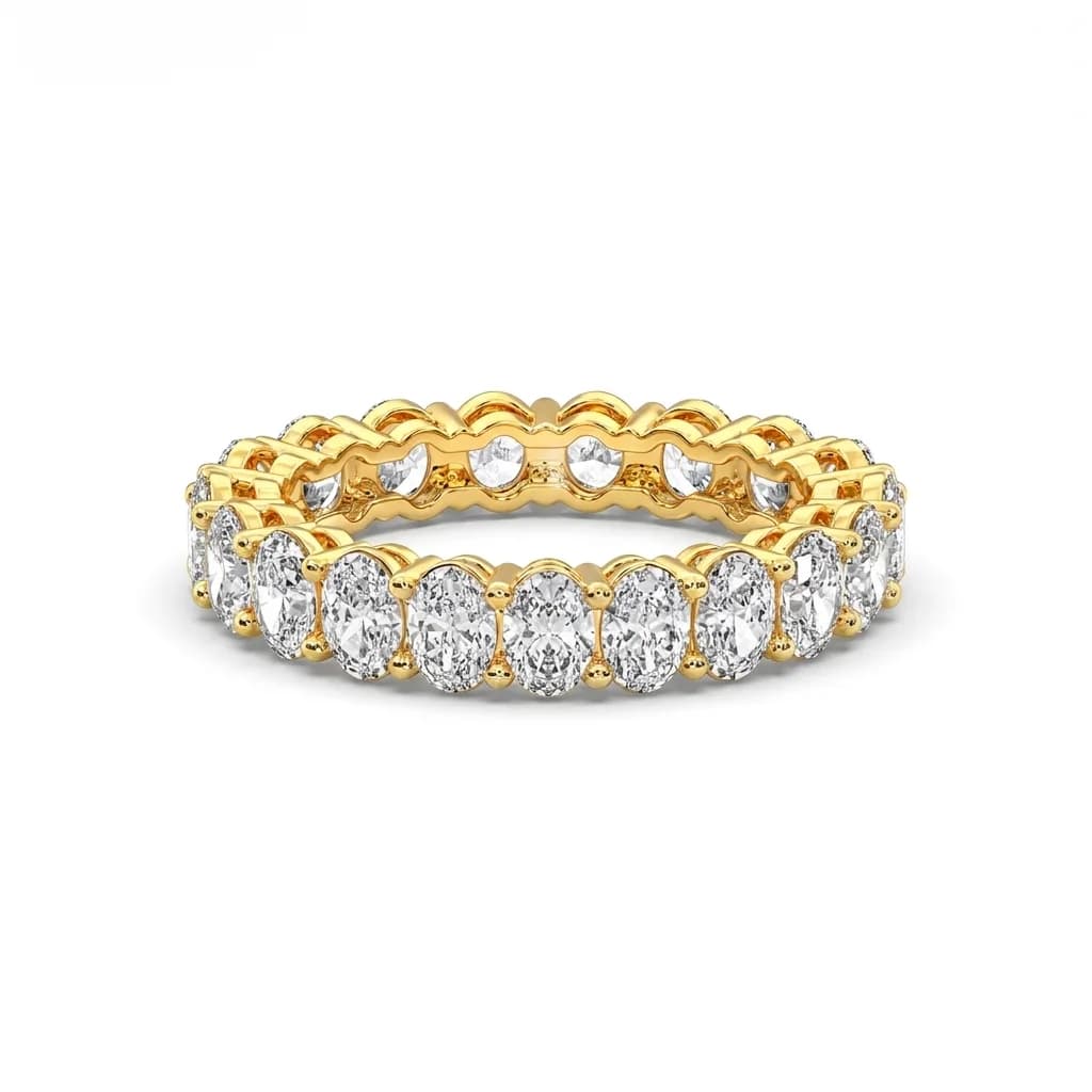 Timeless Oval Cut Lab Diamond Wedding Band in Solid Gold