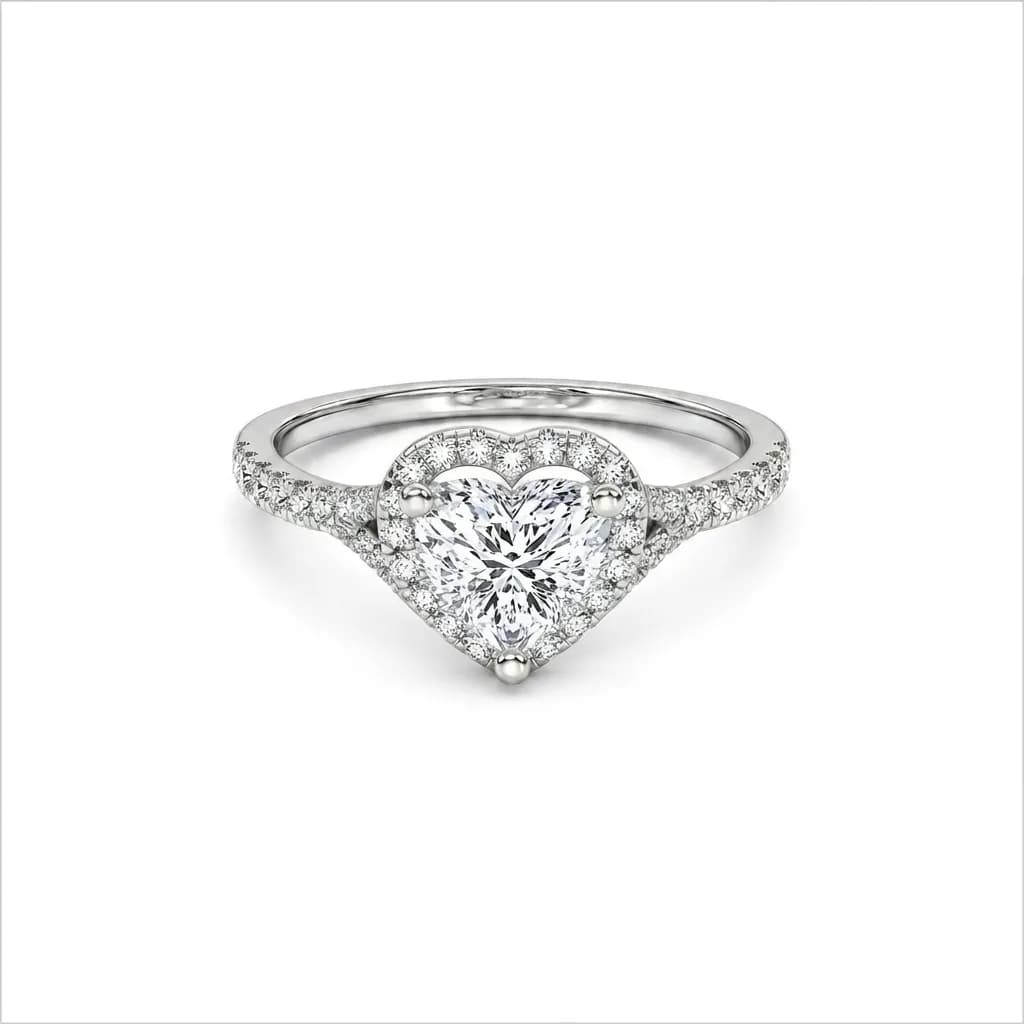 Heart Cut Halo Engagement Ring alternate view