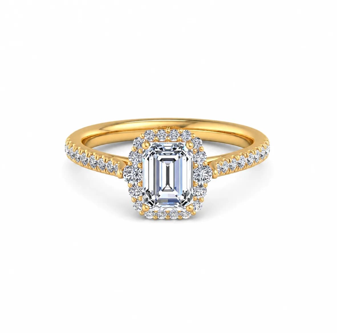 Emerald Cut Halo Engagement Ring