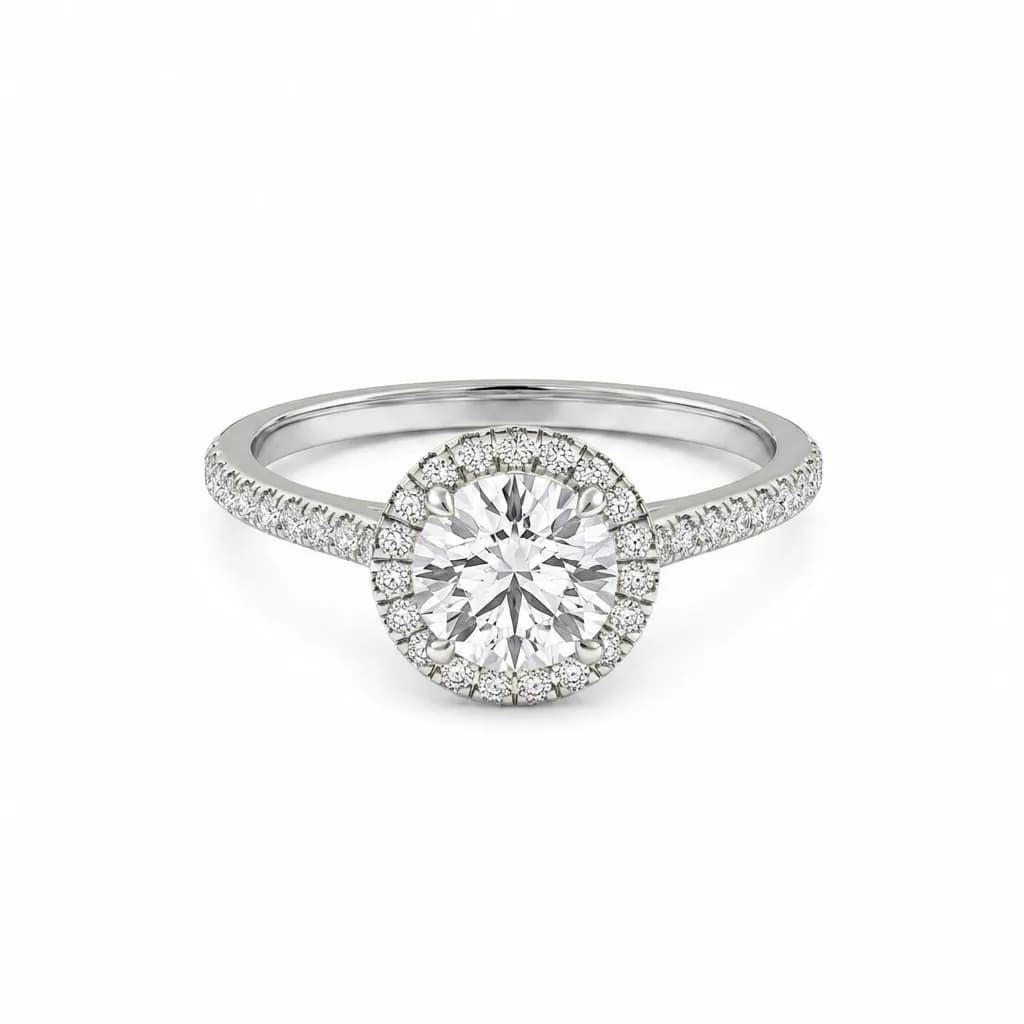 Round Brilliant Lab Grown Diamond Halo Engagement Ring alternate view
