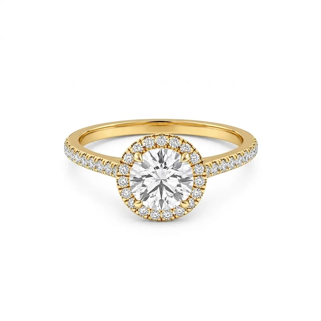 Round Brilliant Lab Grown Diamond Halo Engagement Ring