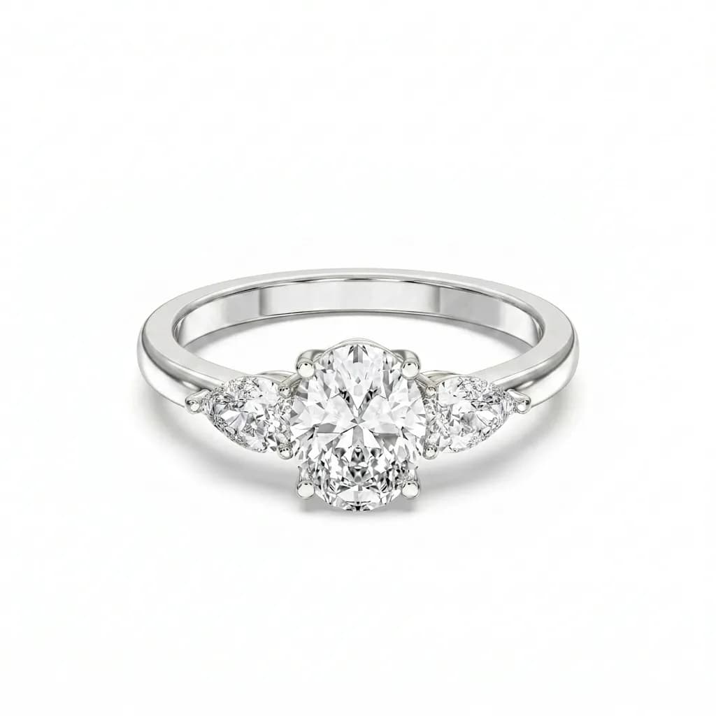 Oval Center & Pear Accent Engagement Ring alternate view