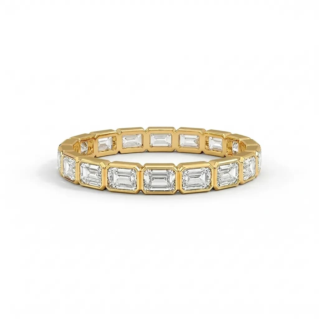West Bezel Set Emerald Lab Diamond Eternity Ring