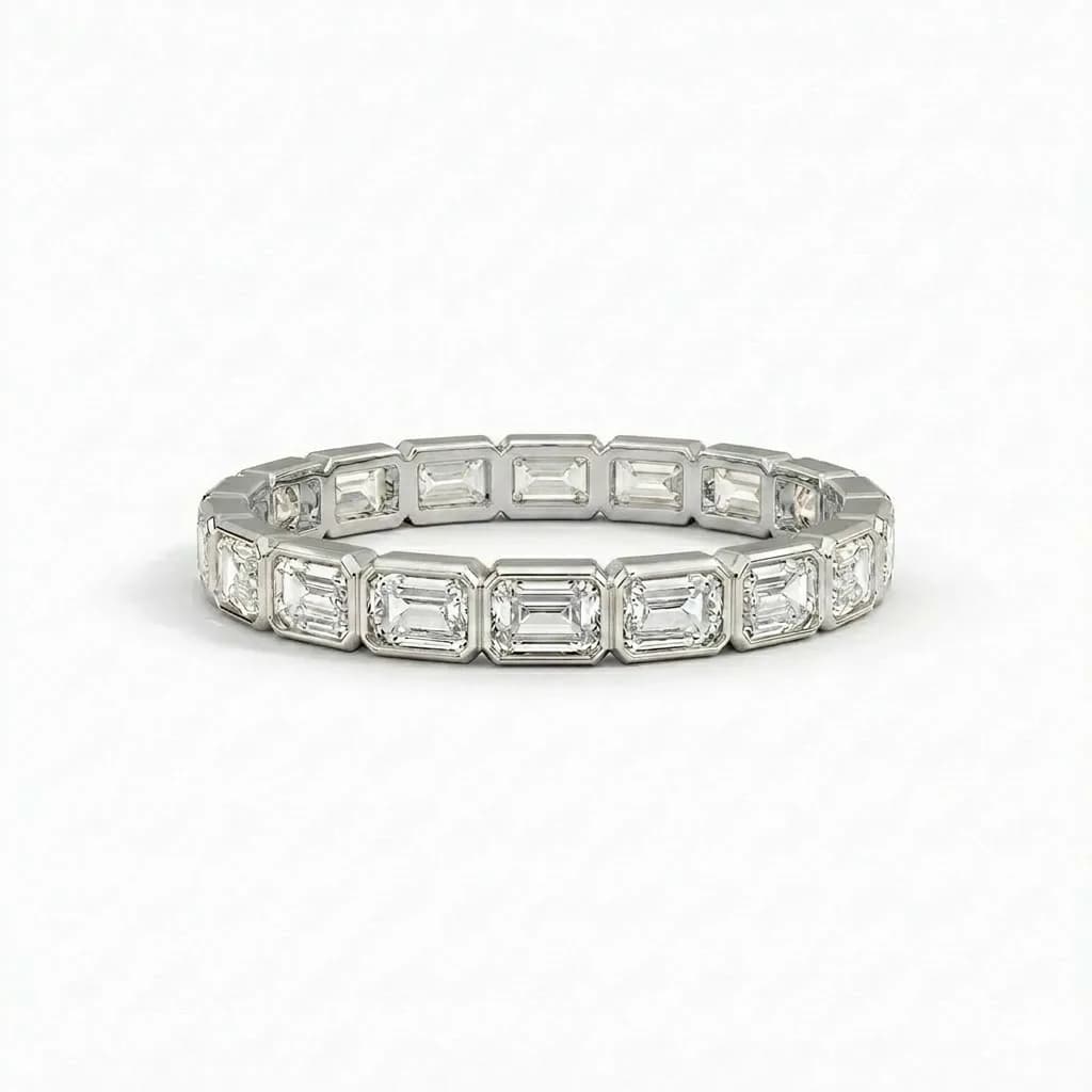 West Bezel Set Emerald Lab Diamond Eternity Ring alternate view
