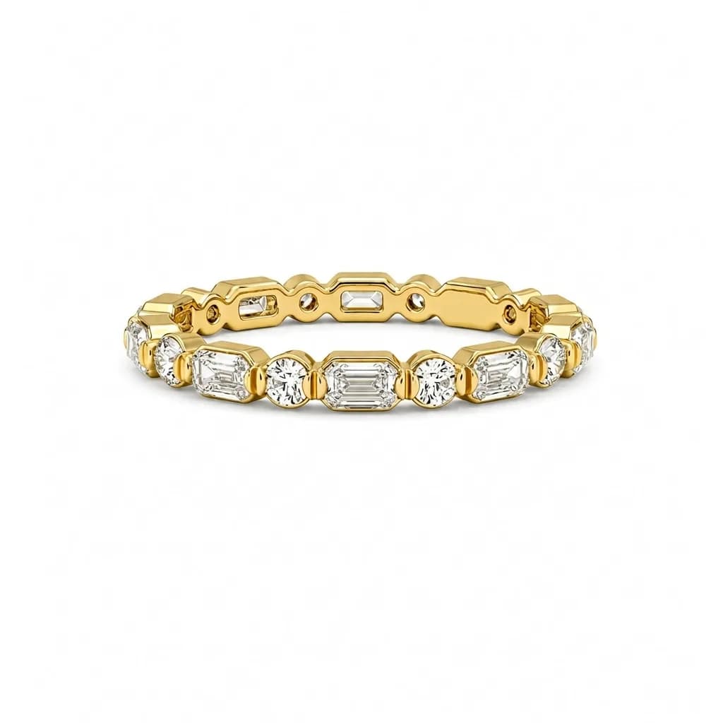 Alternating Step-Cut and Brilliant Diamond Eternity Ring