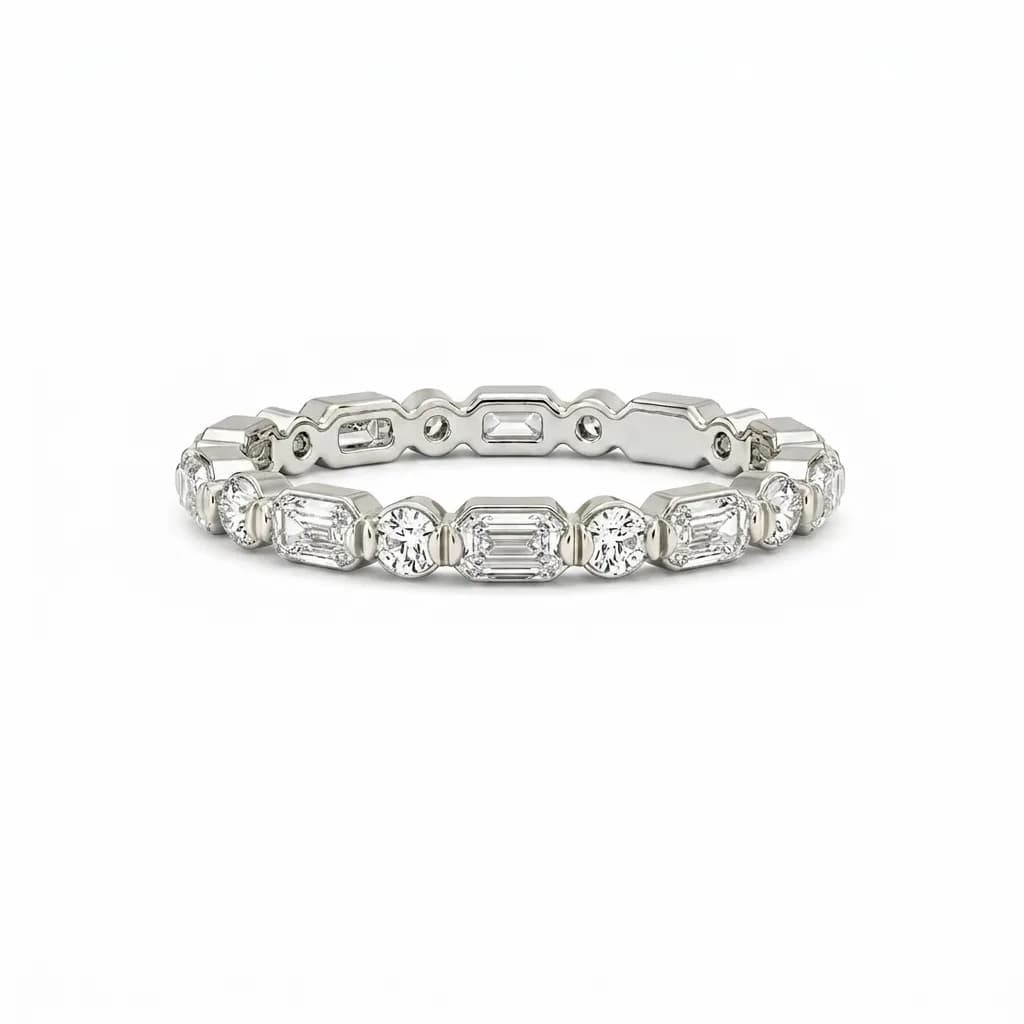 Alternating Step-Cut and Brilliant Diamond Eternity Ring alternate view