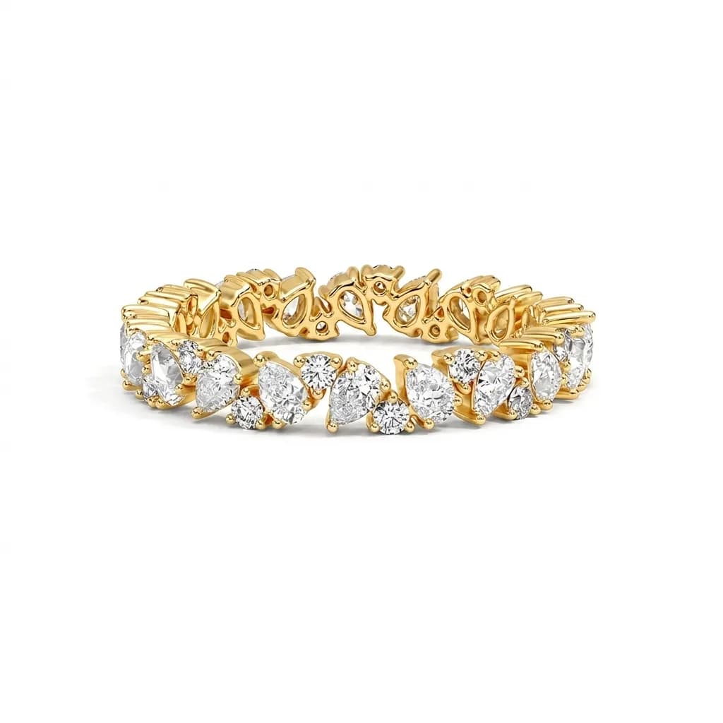 Pear and Round Asymmetric Lab Diamond Eternity Ring