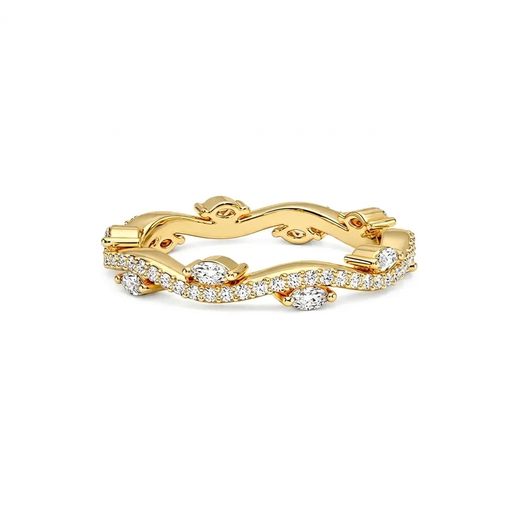 Sculpted Willow Leaf Diamond Eternity Ring