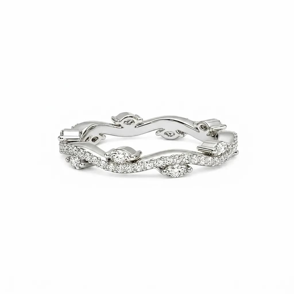 Sculpted Willow Leaf Diamond Eternity Ring alternate view