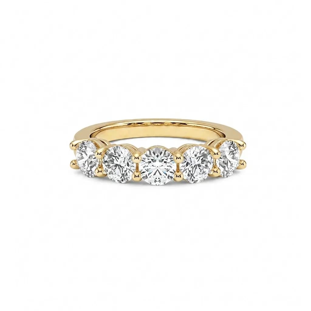 5-Stone Round Brilliant Lab Diamond Anniversary Ring