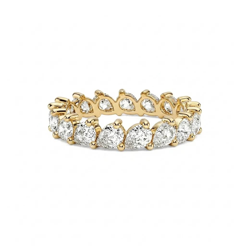 Shared-Prong Pear Lab Diamond Eternity Ring