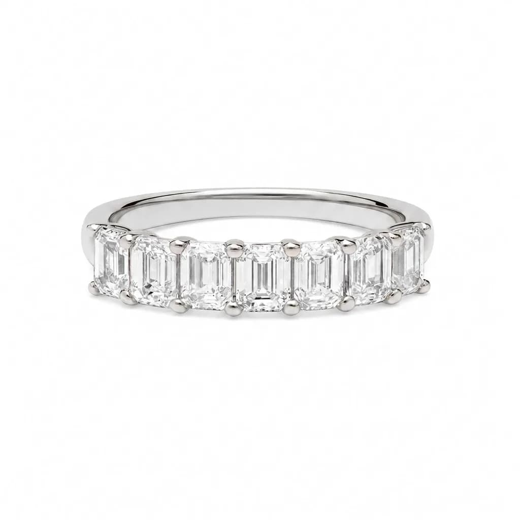 Seven Stone Emerald-Cut Diamond Anniversary Ring alternate view