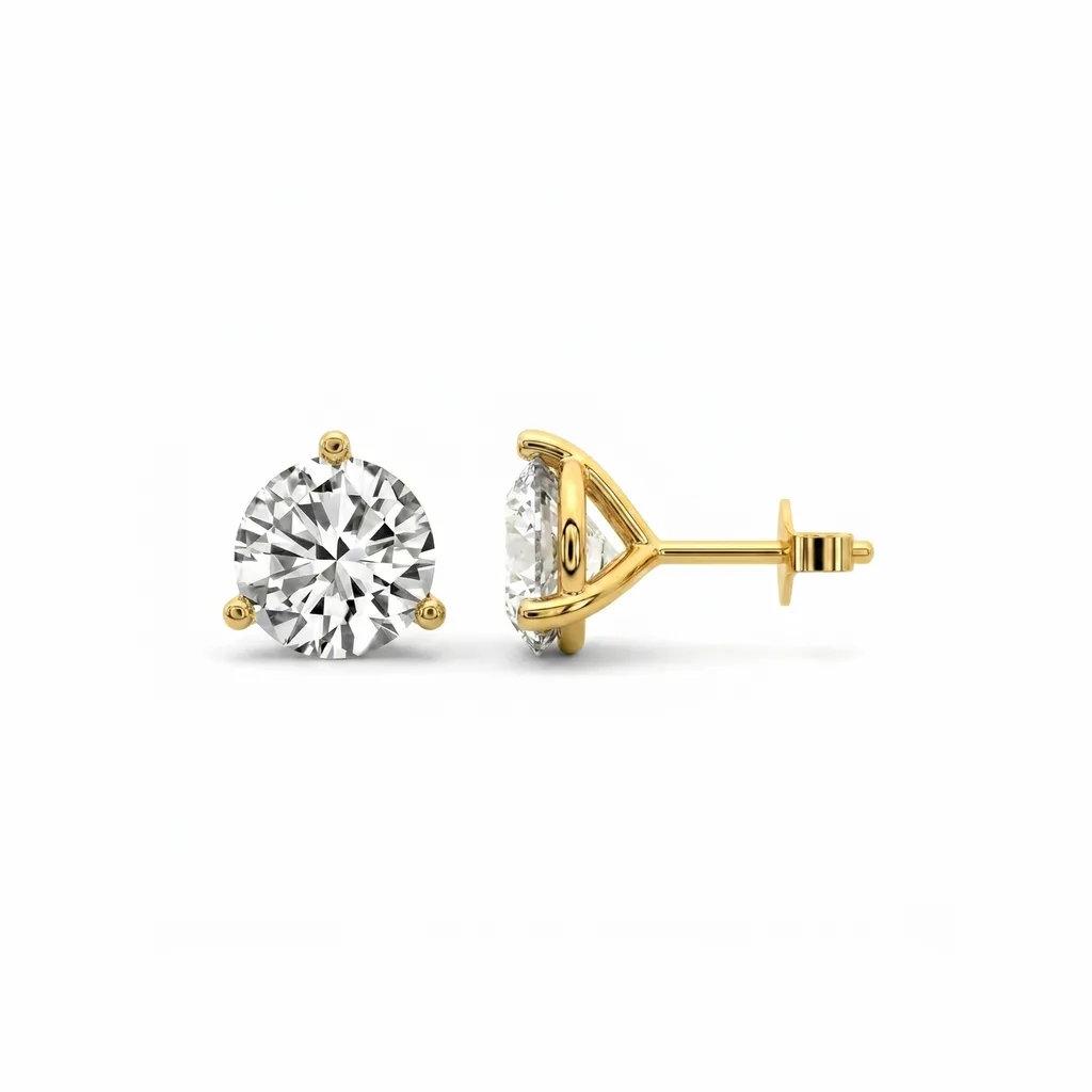 3-Prong Round Diamond Solitaire Studs