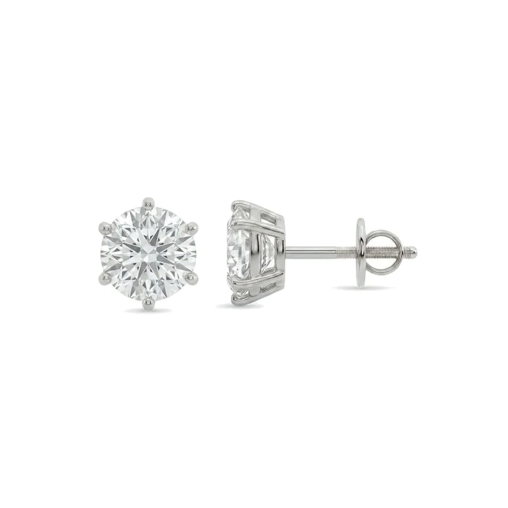 6-Prong Round Diamond Solitaire Studs alternate view