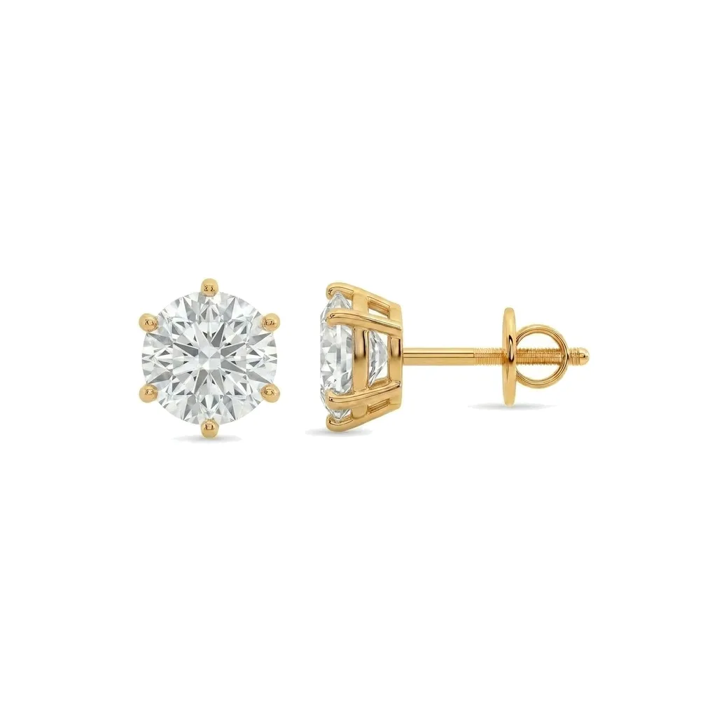 6-Prong Round Diamond Solitaire Studs