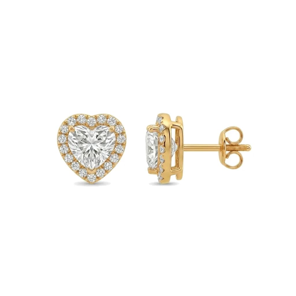 Heart Cut Diamond Halo Studs