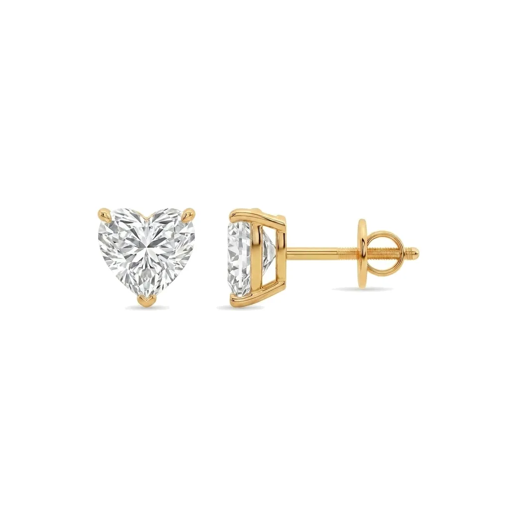 Heart Cut Diamond Solitaire Studs
