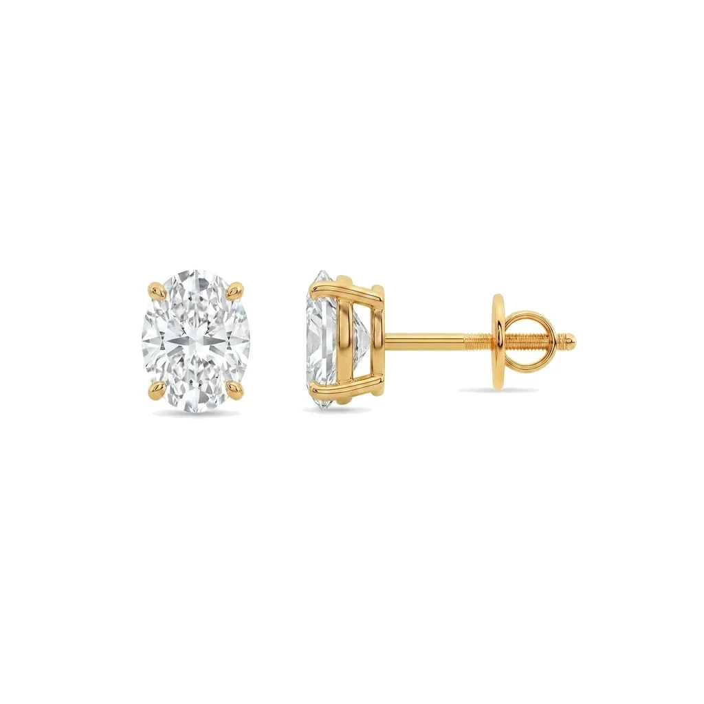 Oval Cut Diamond Solitaire Studs