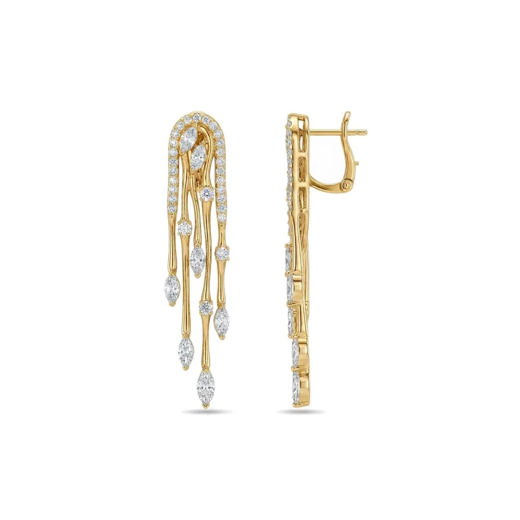 Lab-Diamond Multi-Strand Marquise Dangle Earrings