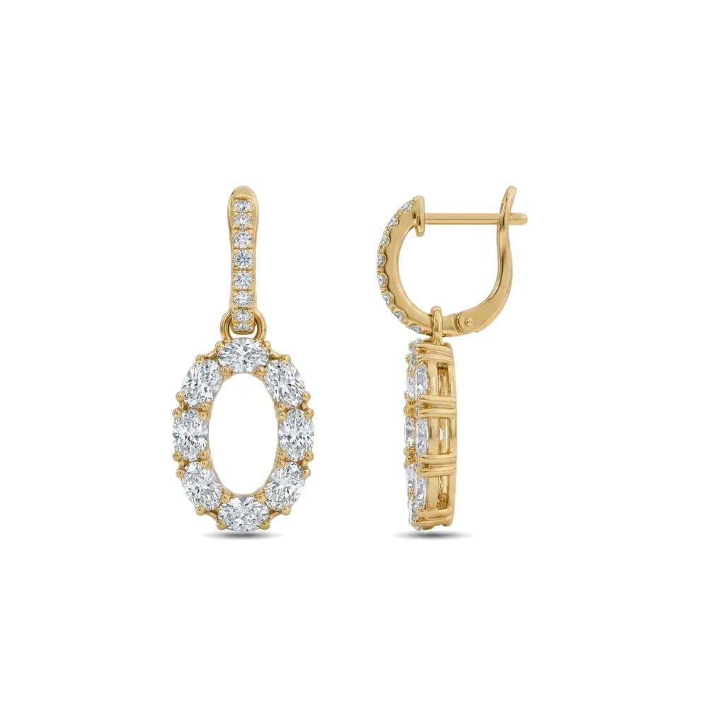Oval Pave Diamond Dangle Earrings