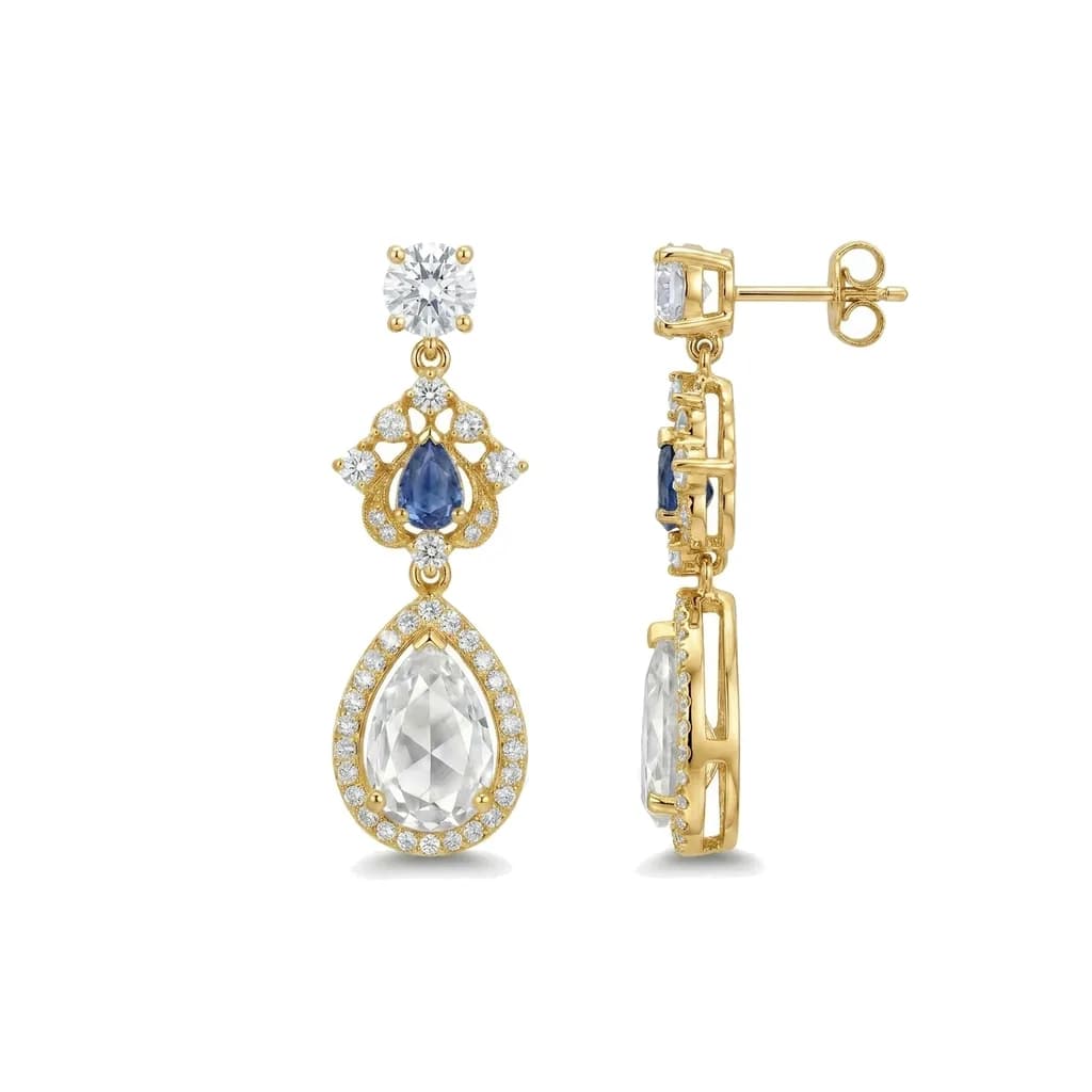 Pear Teardrop Halo Dangle Earrings