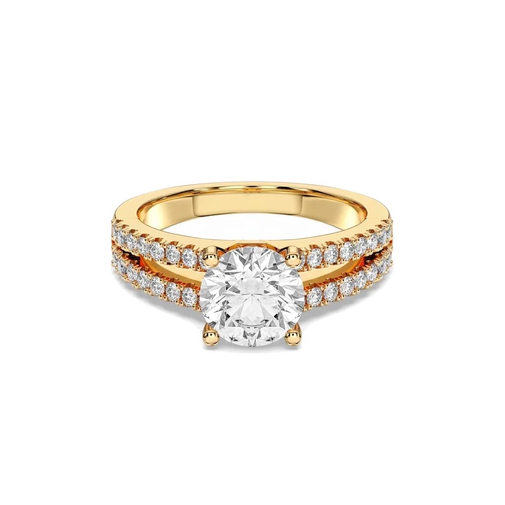 Round Cut Lab Grown Diamond Split Shank Ring