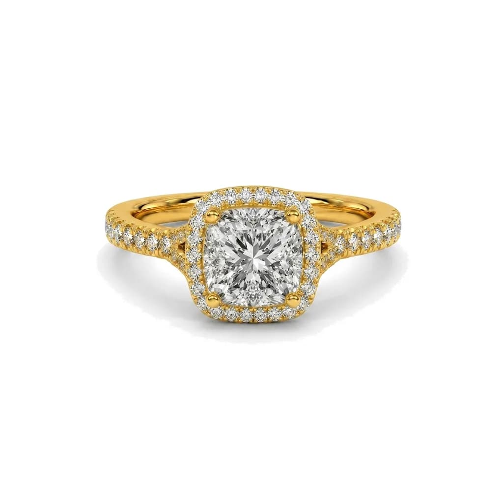 Cushion Center Diamond Halo Engagement Ring