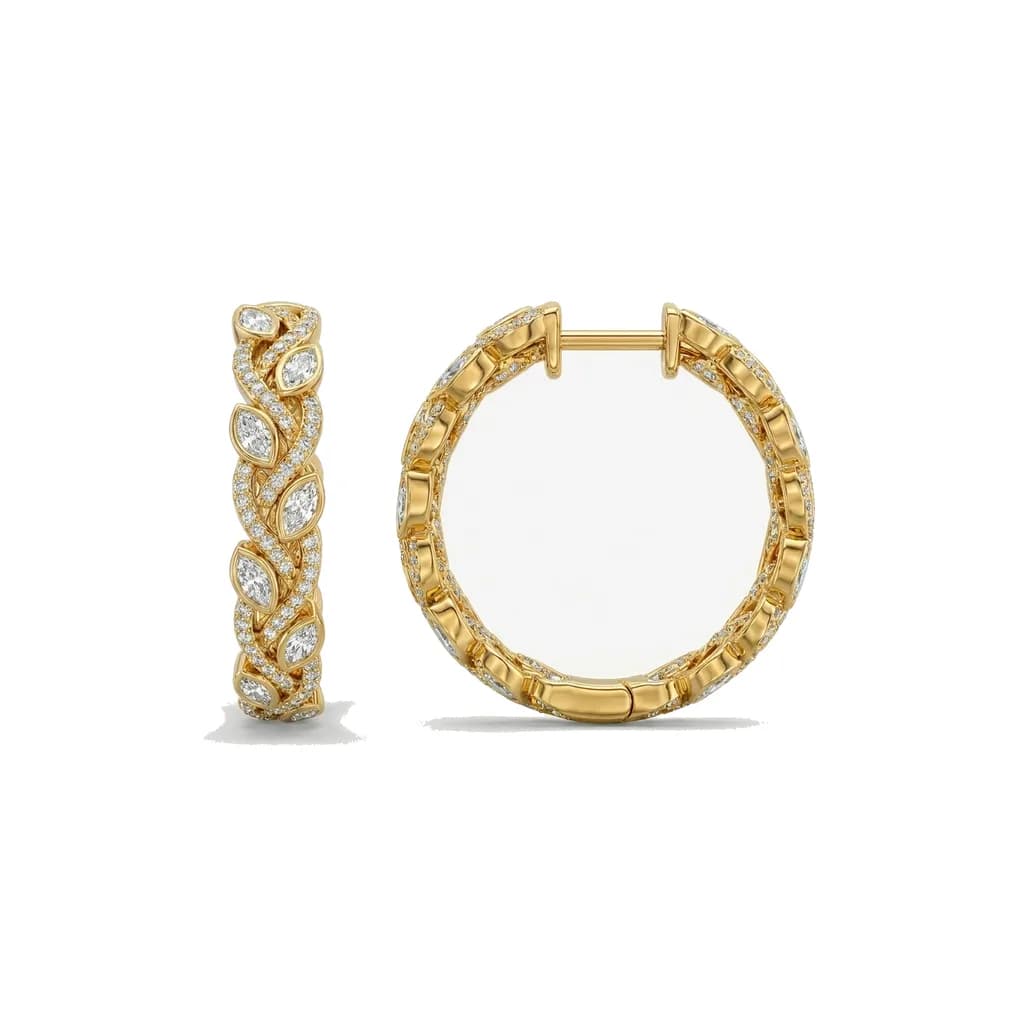 Twisted Marquise Diamond Hoops