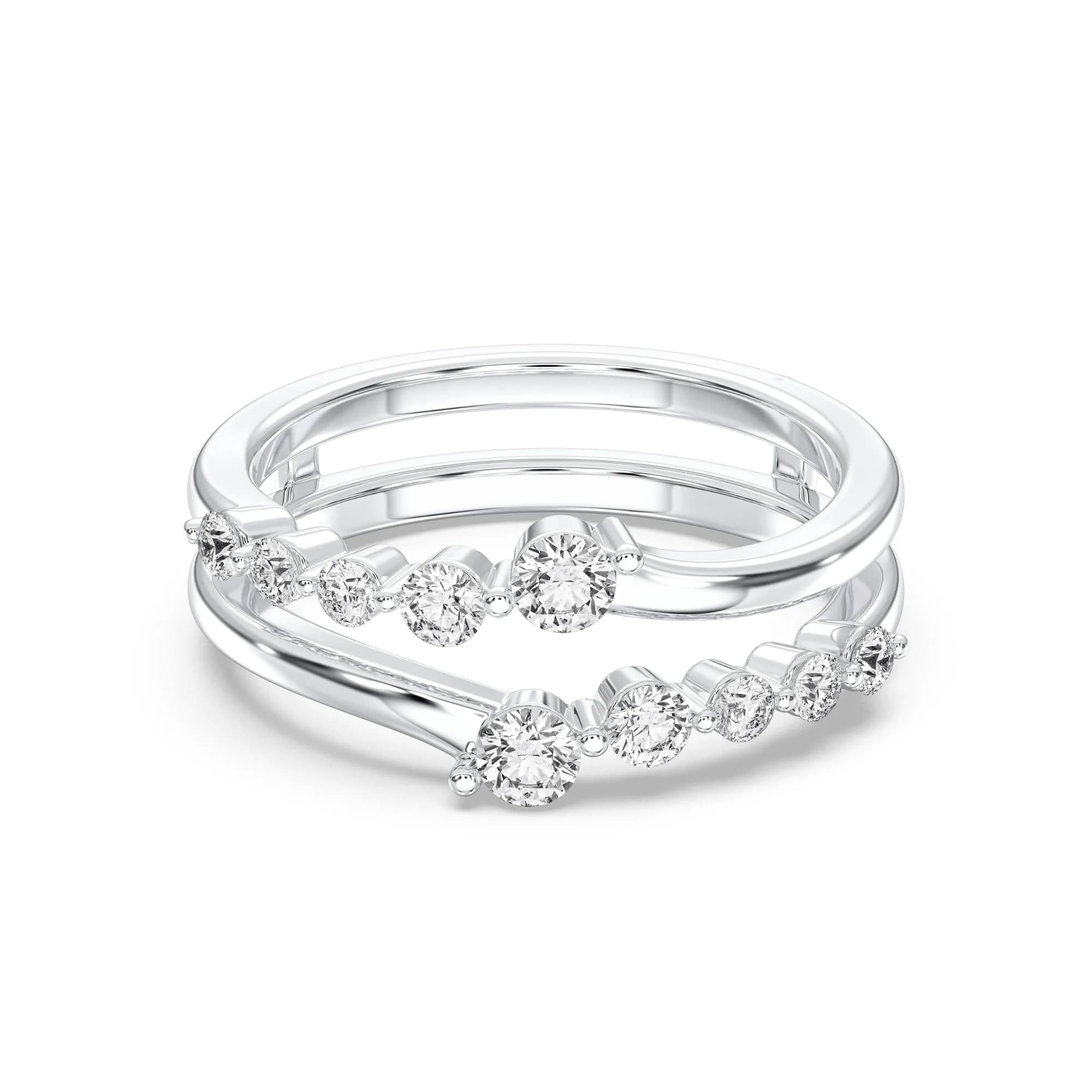 Round Lab Diamond Double Ribbon Ring in Solid Gold alternate view