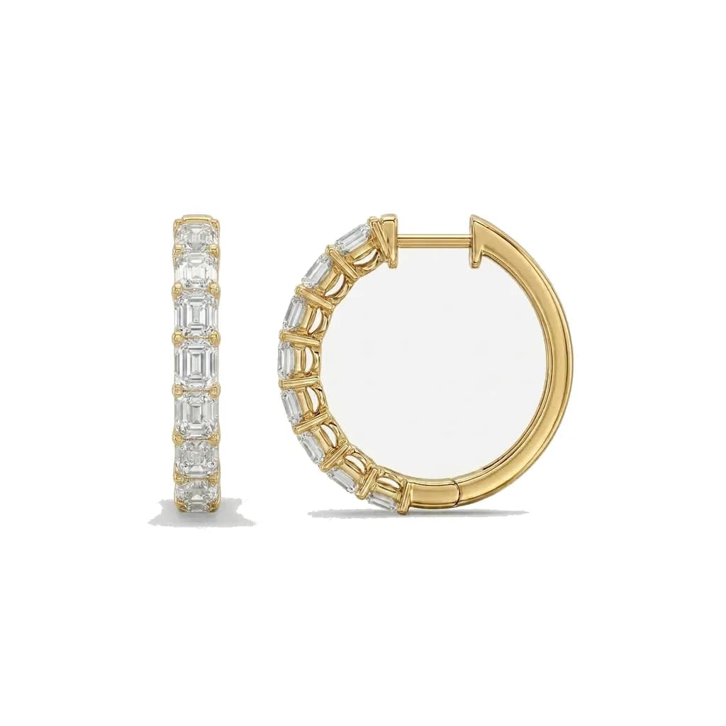 Emerald Cut Diamond Hoops
