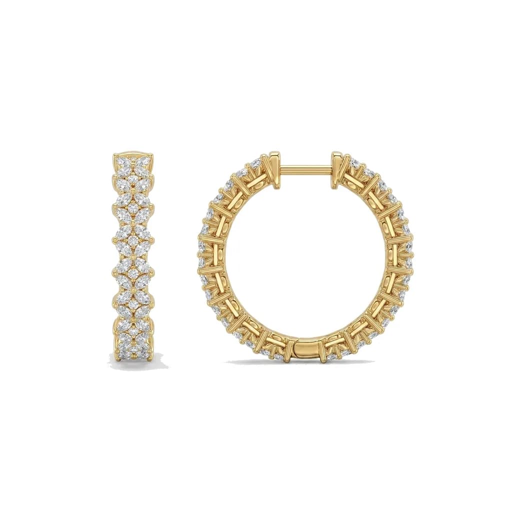 Floral Cluster Diamond Hoops