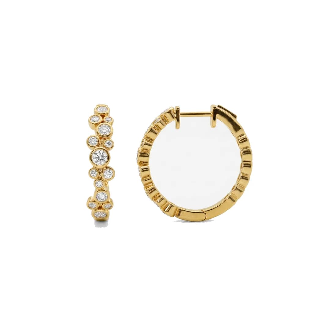 Scattered Bezel Diamond Hoops