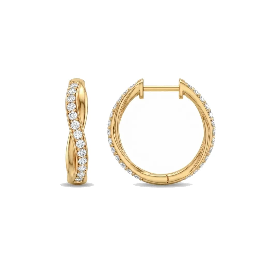Twisted Pave Diamond Hoops