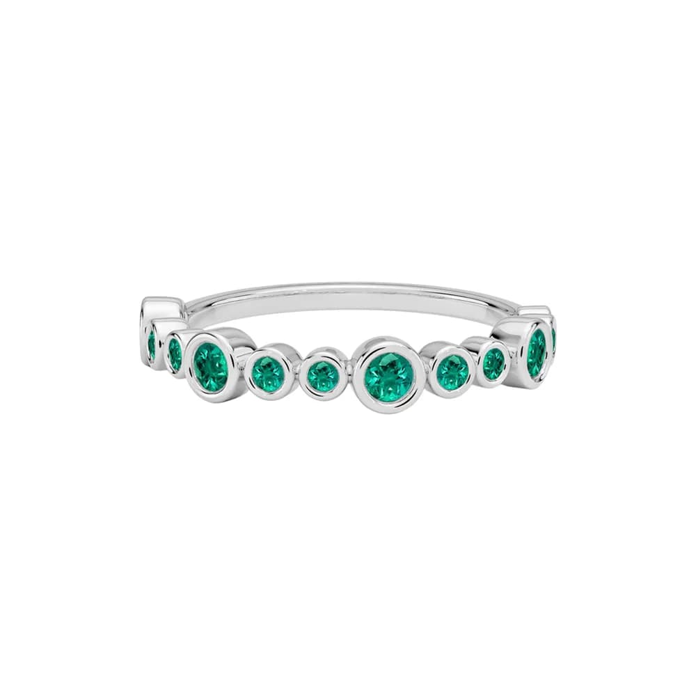 Round Green Gemstone Alternating Bezel Ring alternate view