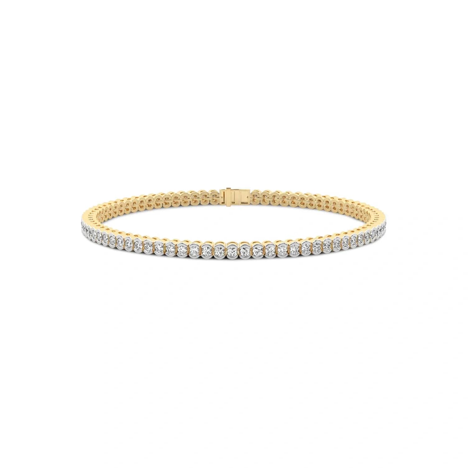 Half Bezel Round Lab-Grown Diamond Tennis Bracelet