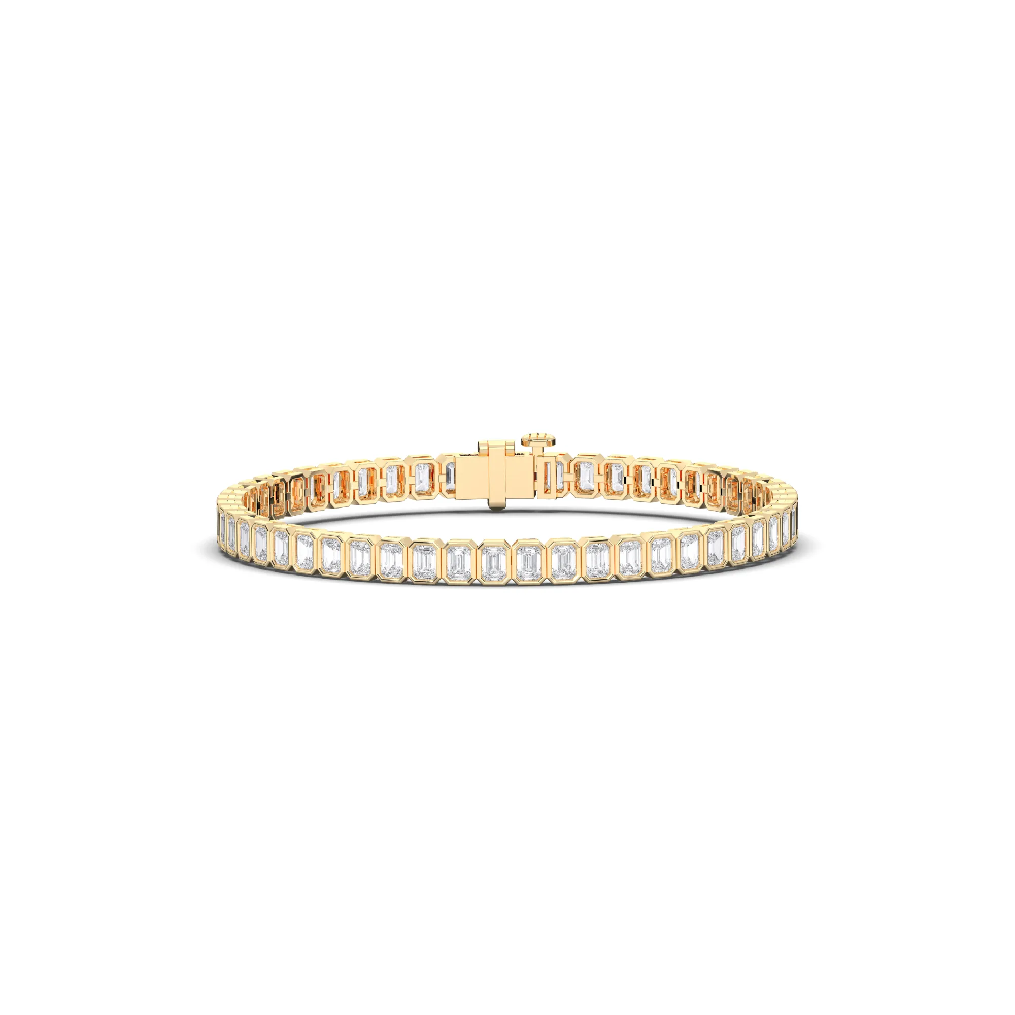 Emerald Lab-Grown Diamond Solid Gold Tennis Bracelet