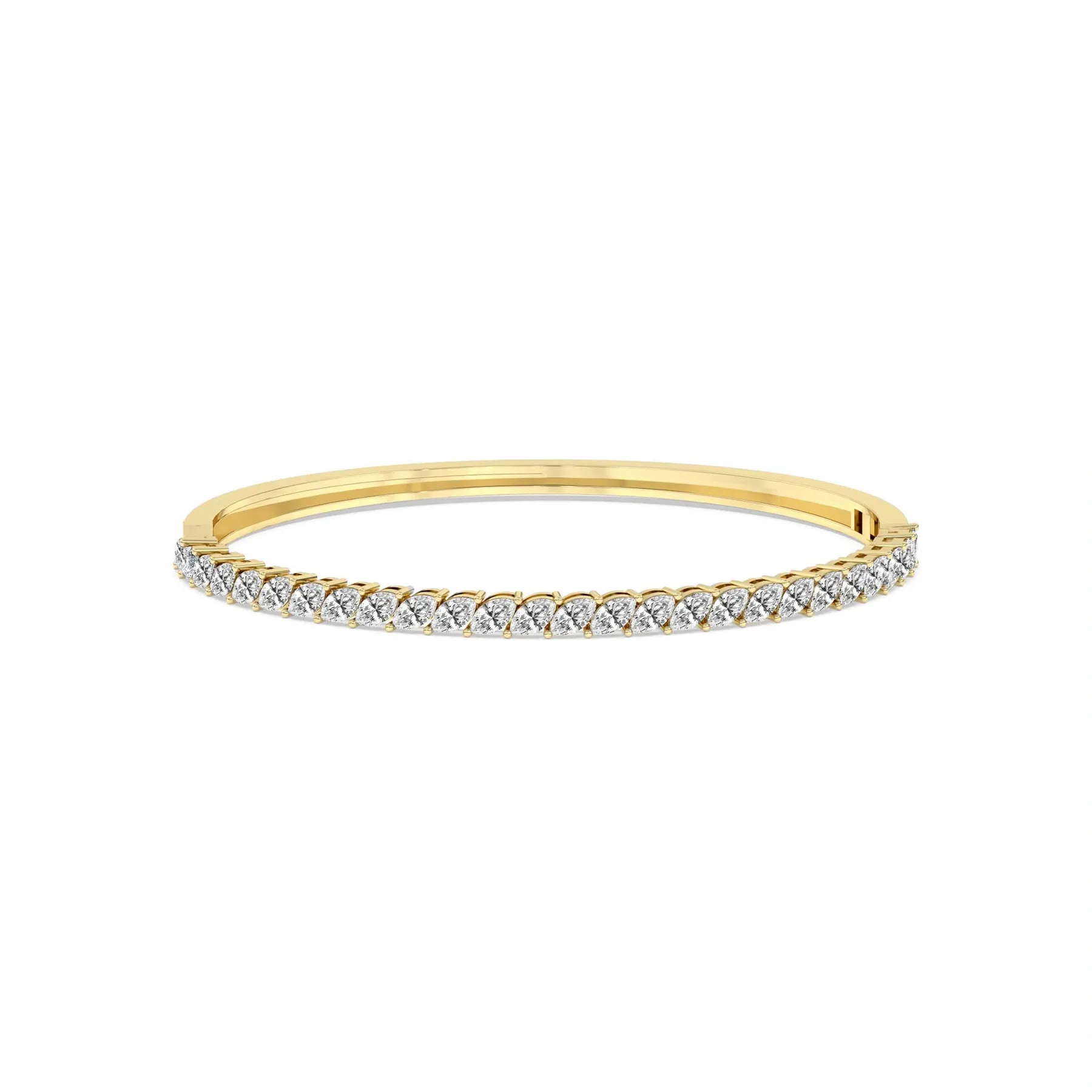 Leaf-Shaped Diamond Cluster Bangle Bracelet