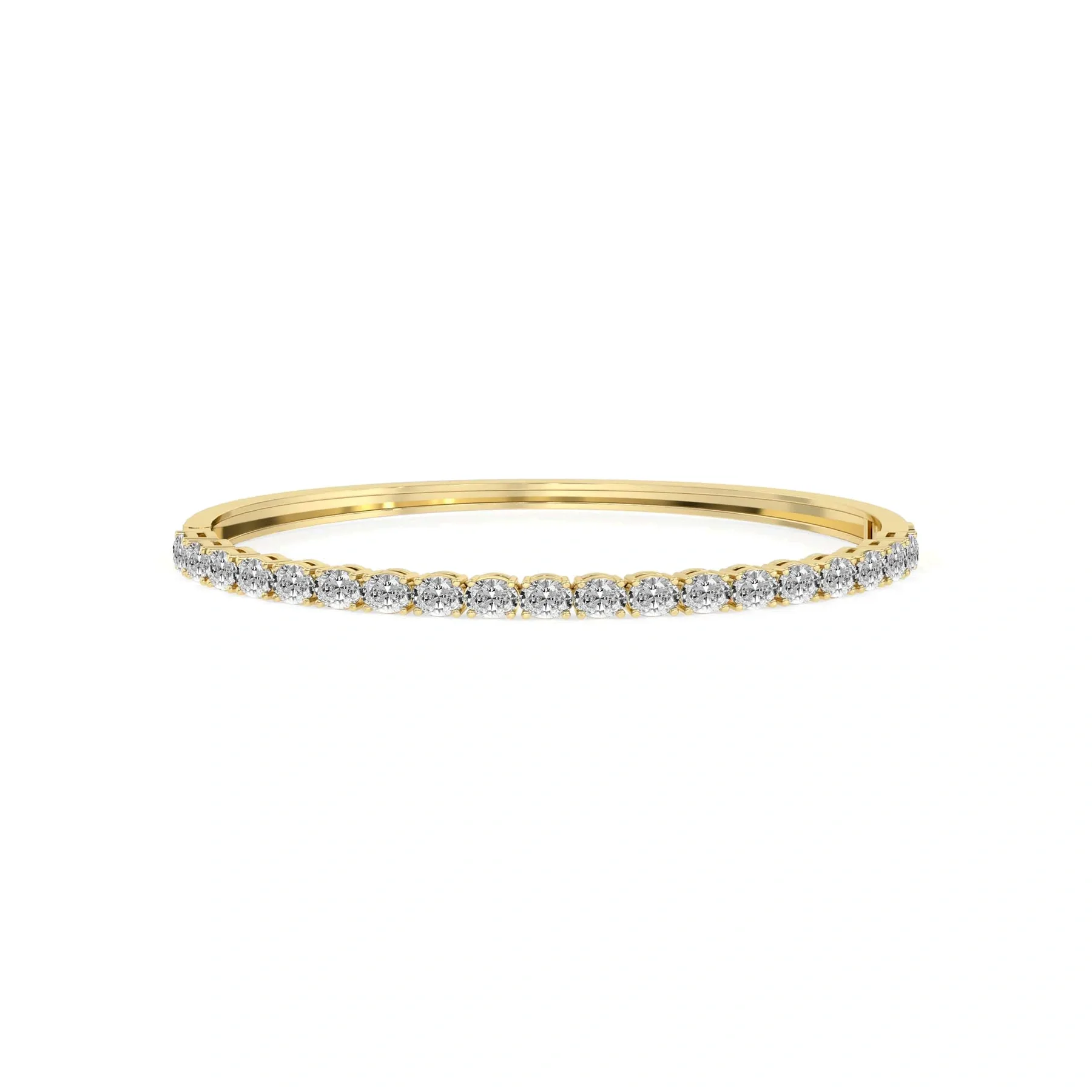 East-West Aligned Oval Eternity Style Diamond Bangle