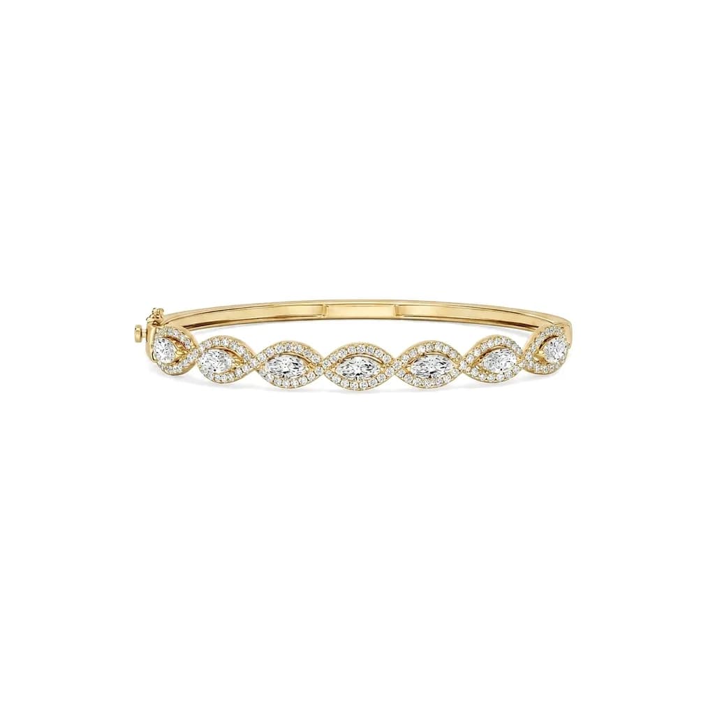 Alternating Round & Marquise Infinity Halo Diamond Bangle