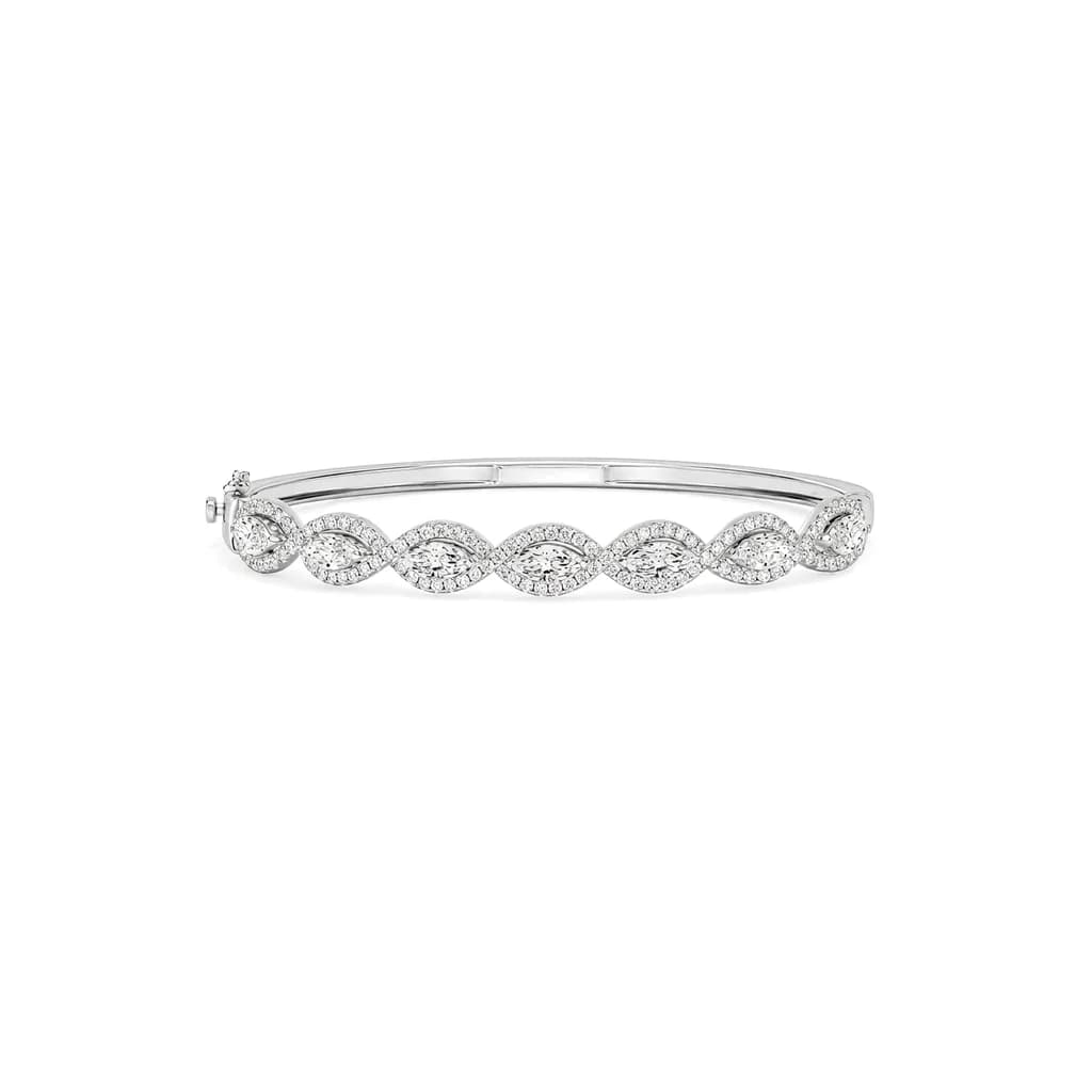 Alternating Round & Marquise Infinity Halo Diamond Bangle alternate view