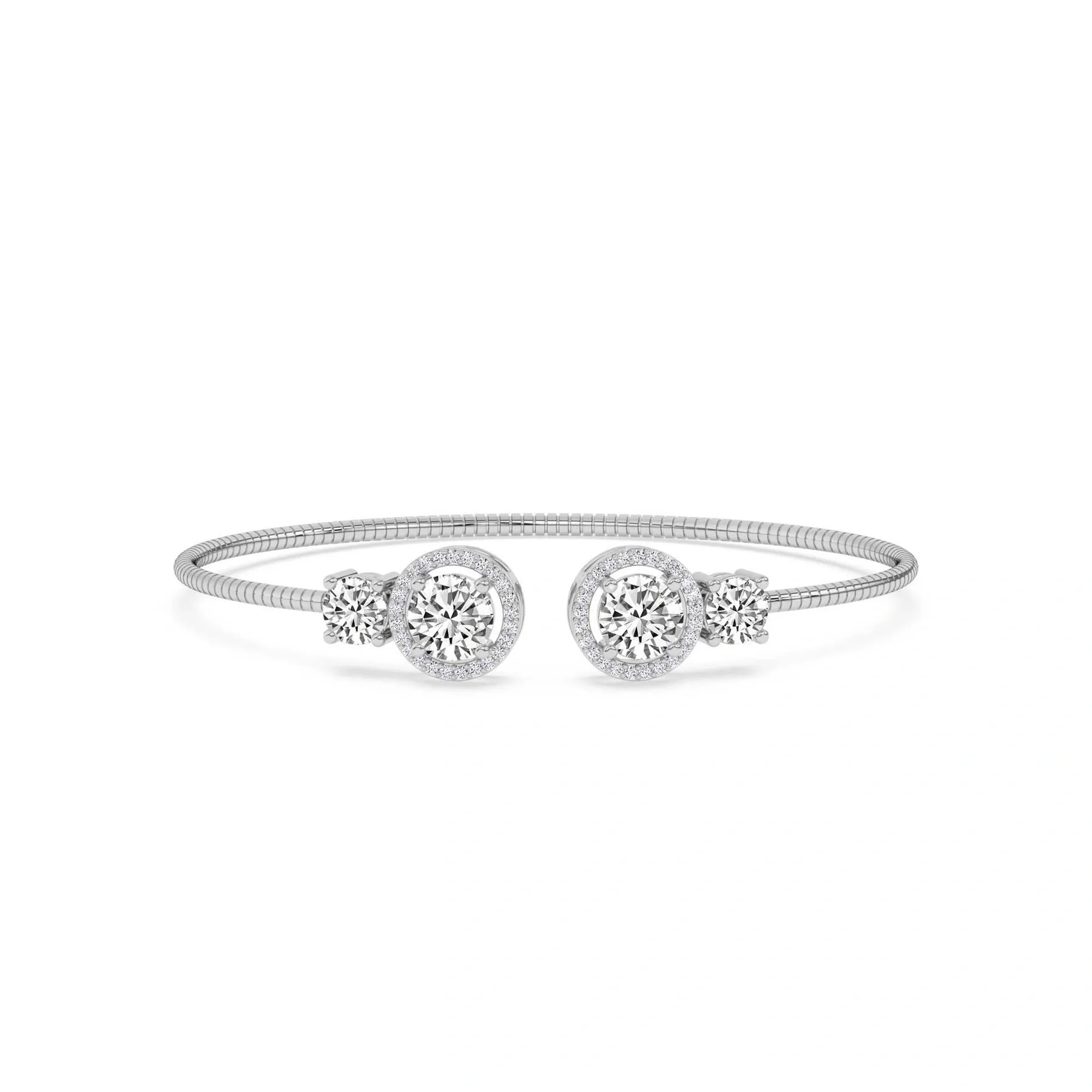 Twin Halo & Side-Stone Open Flex Bangle alternate view