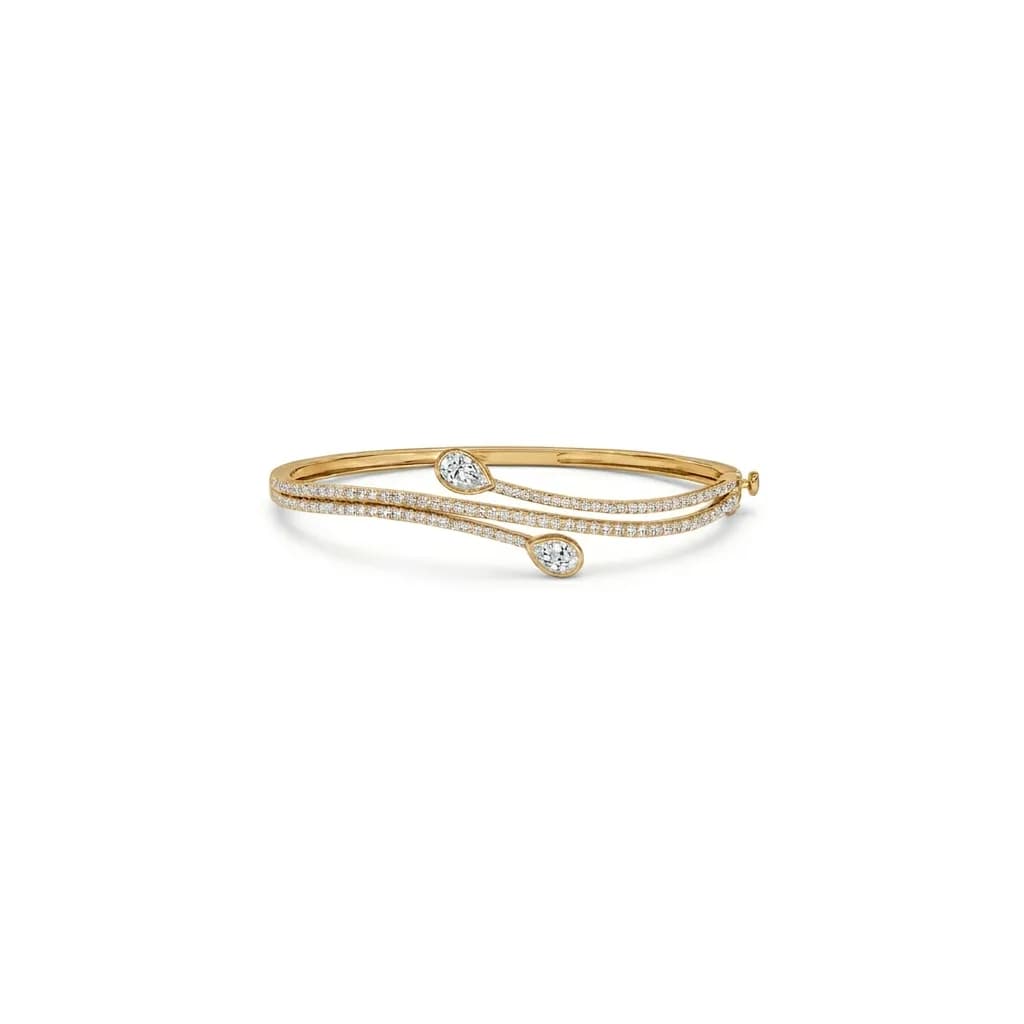Pear & Round Lab Diamond Bypass Bangle